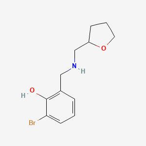 molecular formula C12H16BrNO2 B7587865 2-Bromo-6-[(oxolan-2-ylmethylamino)methyl]phenol 