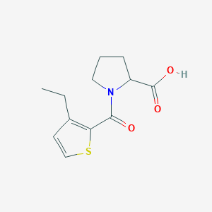 molecular formula C12H15NO3S B7587901 1-(3-Ethylthiophene-2-carbonyl)pyrrolidine-2-carboxylic acid 