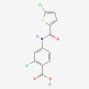 molecular formula C12H7Cl2NO3S B7587908 2-Chloro-4-[(5-chlorothiophene-2-carbonyl)amino]benzoic acid 
