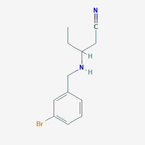 molecular formula C12H15BrN2 B7587967 3-[(3-Bromophenyl)methylamino]pentanenitrile 