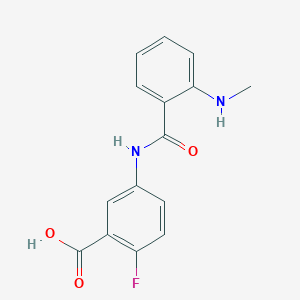 molecular formula C15H13FN2O3 B7587974 2-Fluoro-5-[[2-(methylamino)benzoyl]amino]benzoic acid 