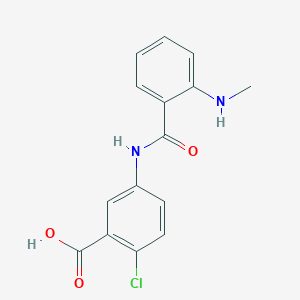 molecular formula C15H13ClN2O3 B7587988 2-Chloro-5-[[2-(methylamino)benzoyl]amino]benzoic acid 