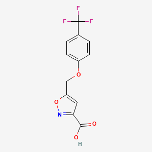 molecular formula C12H8F3NO4 B7588013 5-(4-Trifluoromethylphenoxymethyl)isoxazole-3-carboxylic acid 