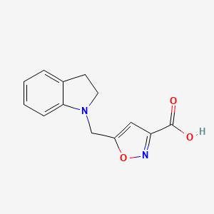 molecular formula C13H12N2O3 B7588014 5-(2,3-Dihydroindol-1-ylmethyl)-1,2-oxazole-3-carboxylic acid 
