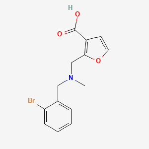 molecular formula C14H14BrNO3 B7588018 2-[[(2-Bromophenyl)methyl-methylamino]methyl]furan-3-carboxylic acid 