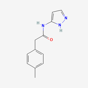 molecular formula C12H13N3O B7588052 2-(4-methylphenyl)-N-(1H-pyrazol-5-yl)acetamide 