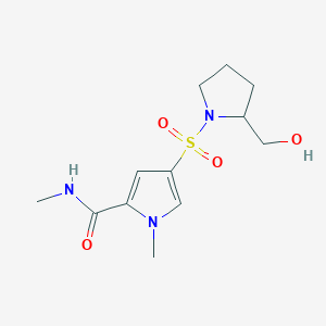 molecular formula C12H19N3O4S B7588149 4-[2-(hydroxymethyl)pyrrolidin-1-yl]sulfonyl-N,1-dimethylpyrrole-2-carboxamide 