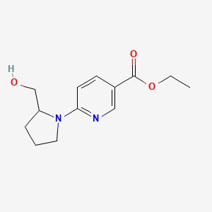 molecular formula C13H18N2O3 B7588170 Ethyl 6-[2-(hydroxymethyl)pyrrolidin-1-yl]pyridine-3-carboxylate 