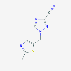molecular formula C8H7N5S B7588205 1-[(2-Methyl-1,3-thiazol-5-yl)methyl]-1,2,4-triazole-3-carbonitrile 