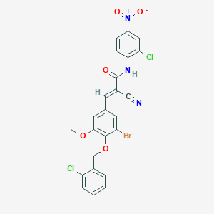 molecular formula C24H16BrCl2N3O5 B7588246 (E)-3-[3-bromo-4-[(2-chlorophenyl)methoxy]-5-methoxyphenyl]-N-(2-chloro-4-nitrophenyl)-2-cyanoprop-2-enamide 