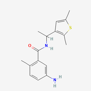molecular formula C16H20N2OS B7588257 5-amino-N-[1-(2,5-dimethylthiophen-3-yl)ethyl]-2-methylbenzamide 