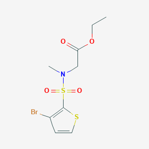 molecular formula C9H12BrNO4S2 B7588268 Ethyl 2-[(3-bromothiophen-2-yl)sulfonyl-methylamino]acetate 