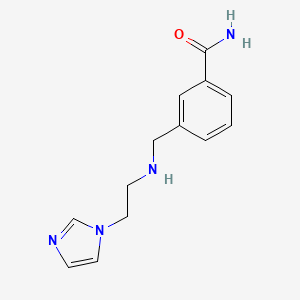 molecular formula C13H16N4O B7588283 3-[(2-Imidazol-1-ylethylamino)methyl]benzamide 