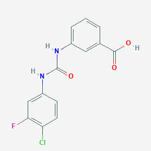 molecular formula C14H10ClFN2O3 B7588309 3-[(4-Chloro-3-fluorophenyl)carbamoylamino]benzoic acid 