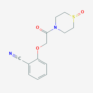 molecular formula C13H14N2O3S B7588315 2-[2-Oxo-2-(1-oxo-1,4-thiazinan-4-yl)ethoxy]benzonitrile 