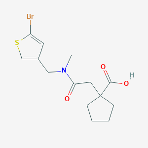 molecular formula C14H18BrNO3S B7588330 1-[2-[(5-Bromothiophen-3-yl)methyl-methylamino]-2-oxoethyl]cyclopentane-1-carboxylic acid 