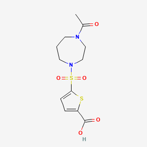 molecular formula C12H16N2O5S2 B7588389 5-[(4-Acetyl-1,4-diazepan-1-yl)sulfonyl]thiophene-2-carboxylic acid 