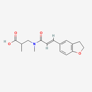 molecular formula C16H19NO4 B7588410 3-[[(E)-3-(2,3-dihydro-1-benzofuran-5-yl)prop-2-enoyl]-methylamino]-2-methylpropanoic acid 
