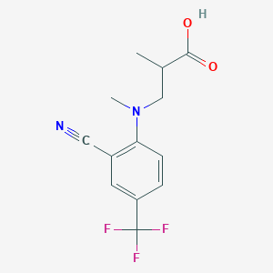 molecular formula C13H13F3N2O2 B7588436 3-[2-cyano-N-methyl-4-(trifluoromethyl)anilino]-2-methylpropanoic acid 