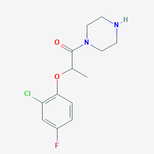 molecular formula C13H16ClFN2O2 B7588521 2-(2-Chloro-4-fluorophenoxy)-1-piperazin-1-ylpropan-1-one 