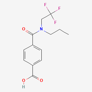 molecular formula C13H14F3NO3 B7588539 4-[Propyl(2,2,2-trifluoroethyl)carbamoyl]benzoic acid 
