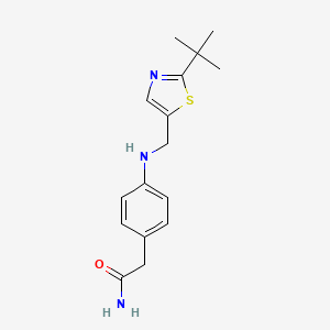 molecular formula C16H21N3OS B7588558 2-[4-[(2-Tert-butyl-1,3-thiazol-5-yl)methylamino]phenyl]acetamide 