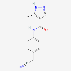 molecular formula C13H12N4O B7588565 N-[4-(cyanomethyl)phenyl]-5-methyl-1H-pyrazole-4-carboxamide 