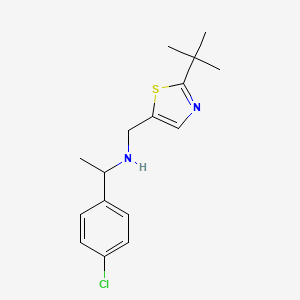 molecular formula C16H21ClN2S B7588598 N-[(2-tert-butyl-1,3-thiazol-5-yl)methyl]-1-(4-chlorophenyl)ethanamine 