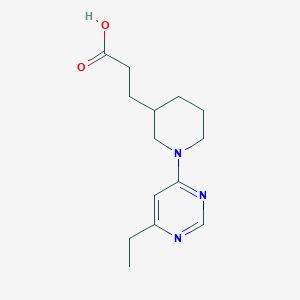 molecular formula C14H21N3O2 B7588646 3-[1-(6-Ethylpyrimidin-4-yl)piperidin-3-yl]propanoic acid 
