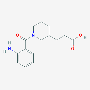 molecular formula C15H20N2O3 B7588652 3-[1-(2-Aminobenzoyl)piperidin-3-yl]propanoic acid 