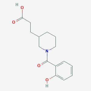 molecular formula C15H19NO4 B7588655 3-[1-(2-Hydroxybenzoyl)piperidin-3-yl]propanoic acid 