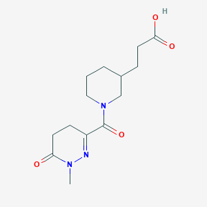 molecular formula C14H21N3O4 B7588678 3-[1-(1-Methyl-6-oxo-4,5-dihydropyridazine-3-carbonyl)piperidin-3-yl]propanoic acid 