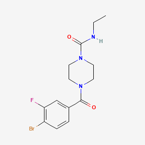 molecular formula C14H17BrFN3O2 B7588697 4-(4-bromo-3-fluorobenzoyl)-N-ethylpiperazine-1-carboxamide 