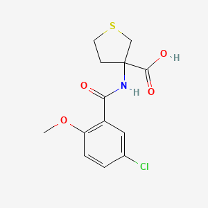 molecular formula C13H14ClNO4S B7588703 3-[(5-Chloro-2-methoxybenzoyl)amino]thiolane-3-carboxylic acid 