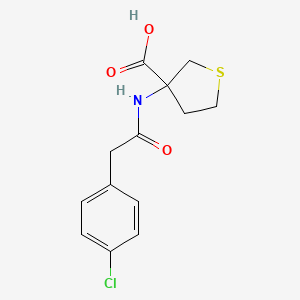 molecular formula C13H14ClNO3S B7588732 3-[[2-(4-Chlorophenyl)acetyl]amino]thiolane-3-carboxylic acid 