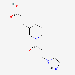 molecular formula C14H21N3O3 B7588735 3-[1-(3-Imidazol-1-ylpropanoyl)piperidin-3-yl]propanoic acid 