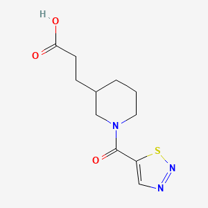 molecular formula C11H15N3O3S B7588742 3-[1-(Thiadiazole-5-carbonyl)piperidin-3-yl]propanoic acid 
