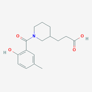 molecular formula C16H21NO4 B7588761 3-[1-(2-Hydroxy-5-methylbenzoyl)piperidin-3-yl]propanoic acid 