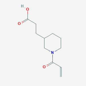 molecular formula C11H17NO3 B7588768 3-(1-Prop-2-enoylpiperidin-3-yl)propanoic acid 