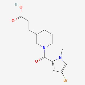 molecular formula C14H19BrN2O3 B7588775 3-[1-(4-Bromo-1-methylpyrrole-2-carbonyl)piperidin-3-yl]propanoic acid 