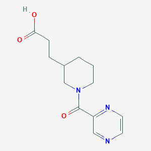 molecular formula C13H17N3O3 B7588783 3-[1-(Pyrazine-2-carbonyl)piperidin-3-yl]propanoic acid 