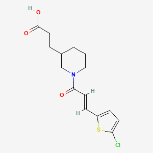 molecular formula C15H18ClNO3S B7588787 3-[1-[(E)-3-(5-chlorothiophen-2-yl)prop-2-enoyl]piperidin-3-yl]propanoic acid 