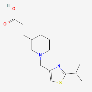 molecular formula C15H24N2O2S B7588798 3-[1-[(2-Propan-2-yl-1,3-thiazol-4-yl)methyl]piperidin-3-yl]propanoic acid 