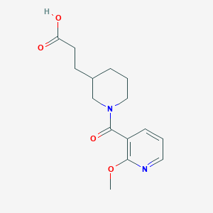 molecular formula C15H20N2O4 B7588808 3-[1-(2-Methoxypyridine-3-carbonyl)piperidin-3-yl]propanoic acid 