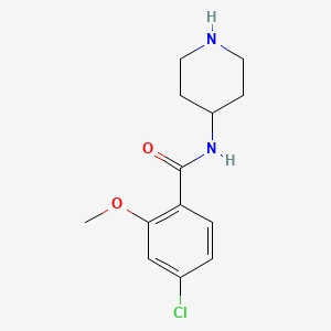 molecular formula C13H17ClN2O2 B7588845 4-chloro-2-methoxy-N-piperidin-4-ylbenzamide 