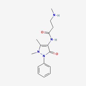 molecular formula C15H20N4O2 B7588853 N-(1,5-dimethyl-3-oxo-2-phenylpyrazol-4-yl)-3-(methylamino)propanamide 