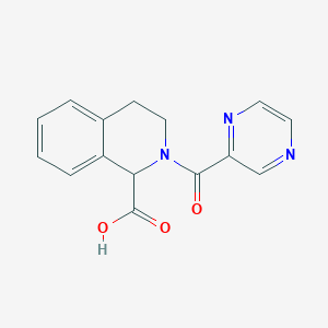molecular formula C15H13N3O3 B7588864 2-(pyrazine-2-carbonyl)-3,4-dihydro-1H-isoquinoline-1-carboxylic acid 