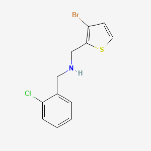 molecular formula C12H11BrClNS B7588870 N-[(3-bromothiophen-2-yl)methyl]-1-(2-chlorophenyl)methanamine 