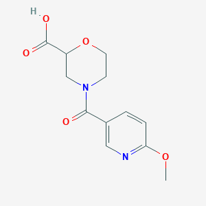molecular formula C12H14N2O5 B7588893 4-(6-Methoxypyridine-3-carbonyl)morpholine-2-carboxylic acid 