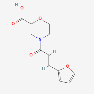 molecular formula C12H13NO5 B7588912 4-[(E)-3-(furan-2-yl)prop-2-enoyl]morpholine-2-carboxylic acid 